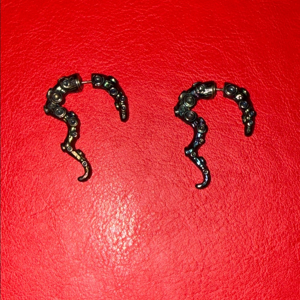 Chrome Tentacle Faux ear plug earrings